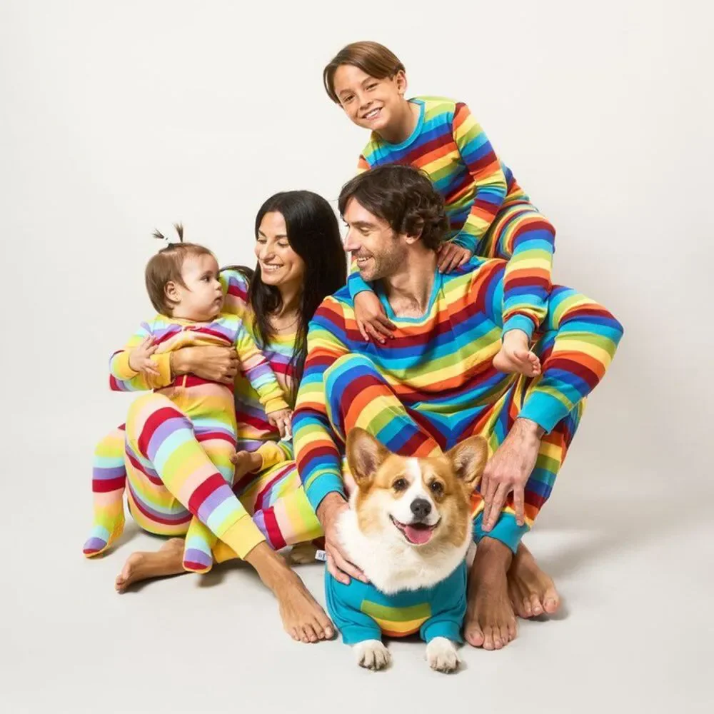 Leveret Two Piece Cotton Pajamas Striped Colorful Girls 12